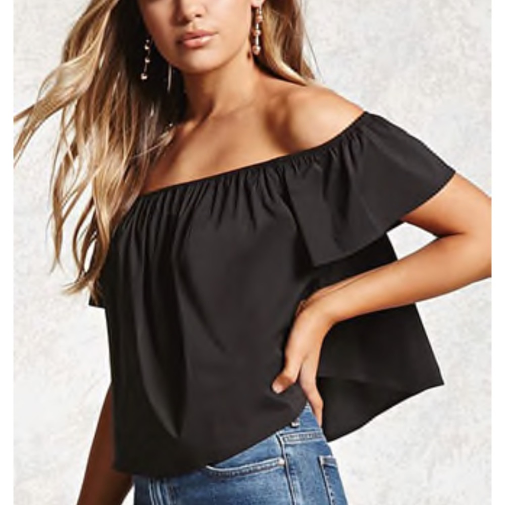Black off the shoulder blouse